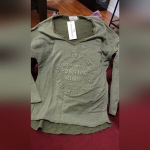 Positive Life Olive Green Long Sleeve Tee